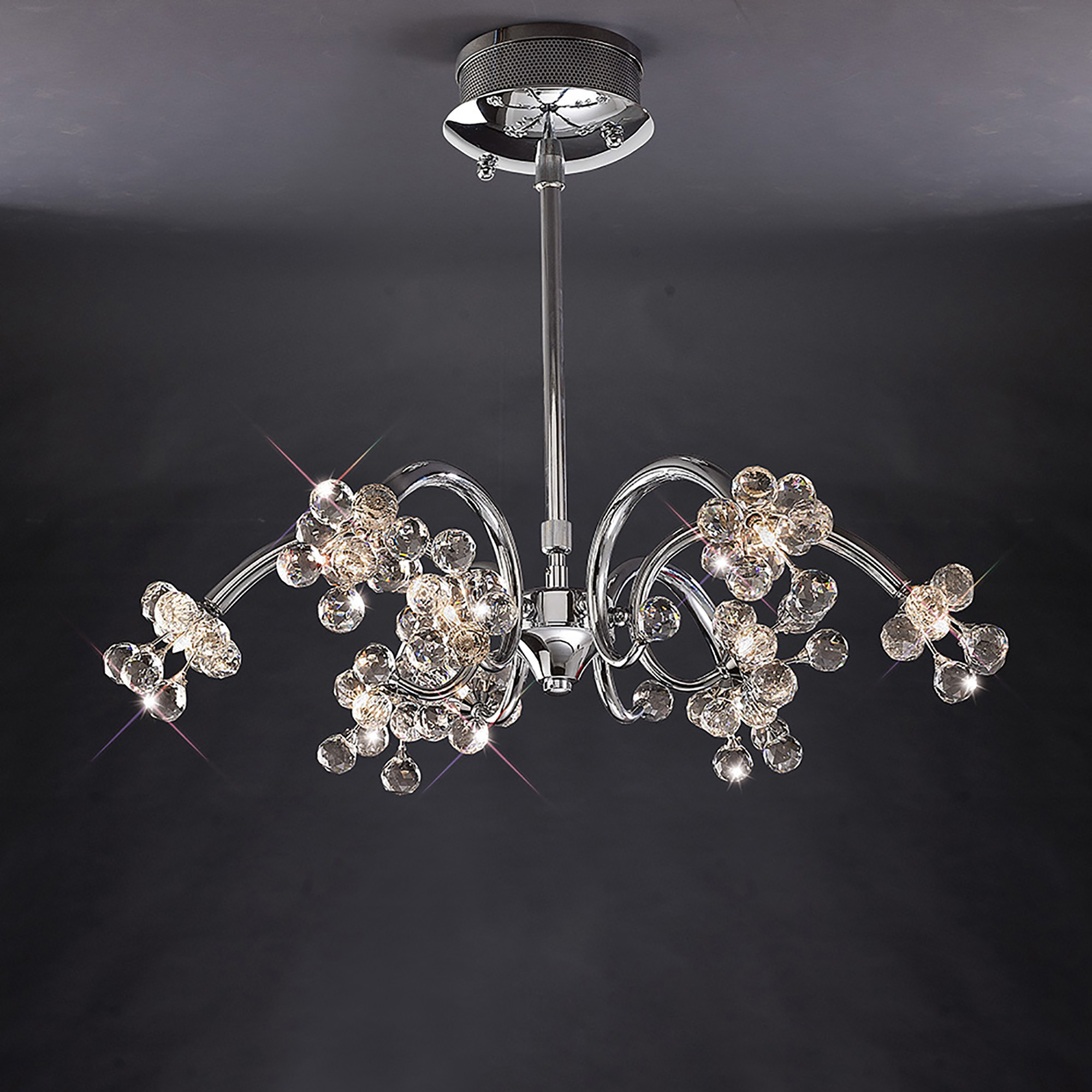 Octavia Polished Chrome Crystal Ceiling Lights Diyas Multi Arm Crystal Fittings Octavia Polished Chrome Crystal Ceiling Lights Diyas Multi Arm Crystal Fittings